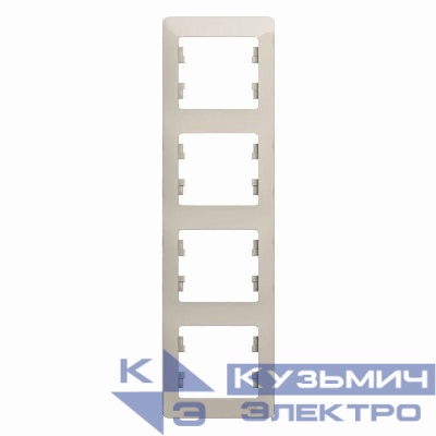 Рамка 4-м Glossa вертикал. молоч. SE GSL000908