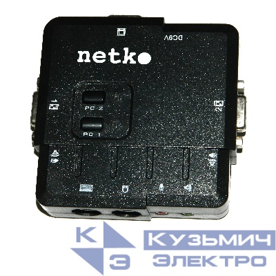 NCS-21CA KVM Переключатель Netko, настольный, 2 порта, PS2+аудио, в комплекте: 2 кабеля 1.8м (NLСVPA18), черный РАСПРОДАЖА