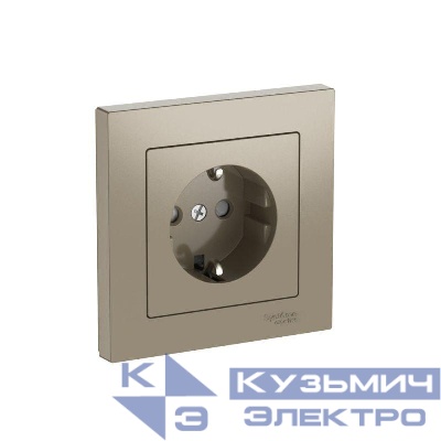 Розетка AtlasDesign 16А с заземл. защ. шторки быстрозажим. клем. в сборе шампань SE ATN000544S