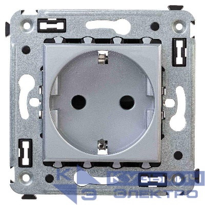Розетка 1-м СП 2мод. Avanti "Закаленная сталь" 16А 2P+E защ. шторки сер. DKC 4404003