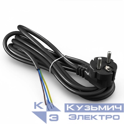 Шнур сетевой с вилкой 3м с заземл. 10А ПВС 3х1 черн. DOMTOK 2781
