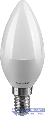 Лампа светодиодная 61 127 OLL-C37-6-230-6.5K-E14-FR 6Вт свеча 6500К холод. бел. E14 600лм 176-264В ОНЛАЙТ 61127