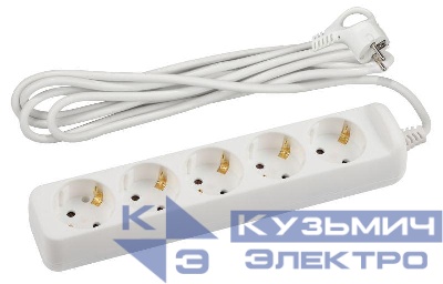 Удлинитель электрический U-5e-5m-3x1.5 с заземлением 5 розеток 5м ПВС 3х1.5кв.мм 16А Эра Б0044039
