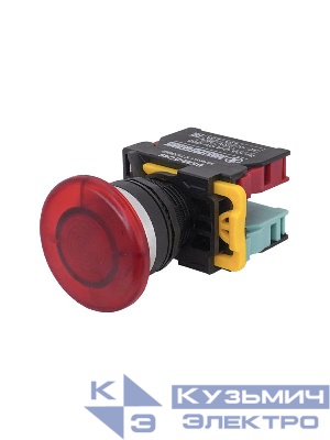 Выключатель кнопочный ВК22-EC45 1НО+1НЗ гриб без фиксации 40мм d22мм IP65 красн. Электротехник ET559662