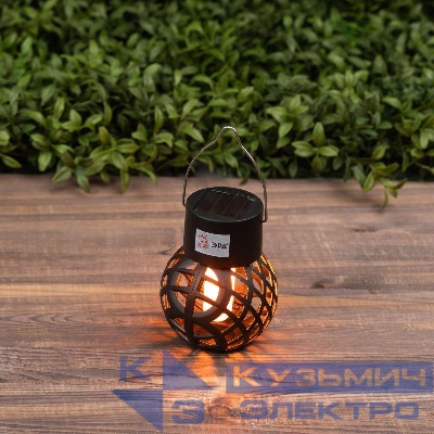 Светильник светодиодный садовый ERASF22-36 "Лампочка орнамент" 7см уличный подвесной на солнечн. батарее ЭРА Б0053385