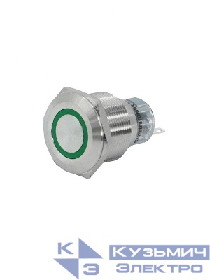 Выключатель кнопочный GQ22-L-11E/G/S 1НО+1НЗ цилиндр d22мм IP65 метал. зел. Электротехник ET020090