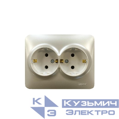 Розетка 2-м СП ASTI 16А IP20 с заземл. термопласт жемчуж./бел. перламутр. LEZARD 7081-3000-127B