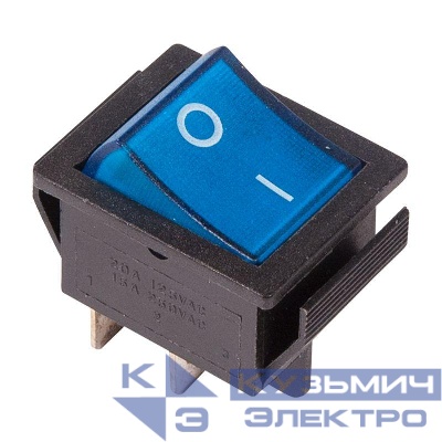 Выключатель клавишный 250В 16А (4с) ON-OFF син. с подсветкой (RWB-502 SC-767 IRS-201-1) (инд. упак.) Rexant 36-2331-1