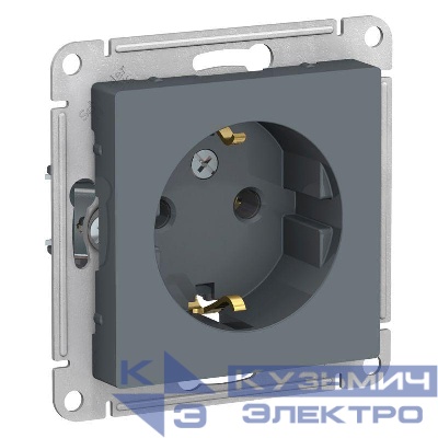 Розетка 1-м СП AtlasDesign 16А IP20 с заземл. механизм грифель SE ATN000743