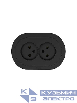 Розетка 2-м СП OSEN без заземл. ПБТ круглая механизм черн. бархат LEZARD 744-4200-128B