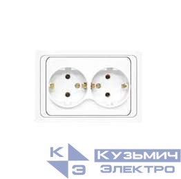 Розетка 2-м СП Валери 16А IP20 с заземл. бел. UNIVersal В0128