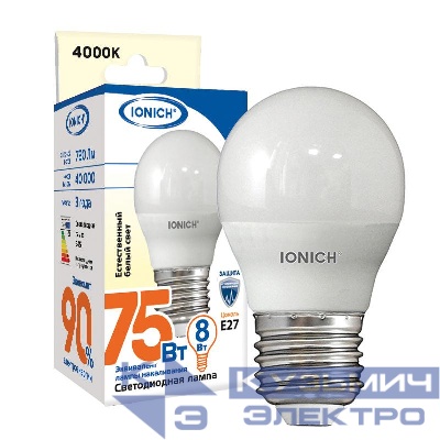 Лампа светодиодная ILED-SMD2835-G45-8-720-220-4-E27 (1320) IONICH 1545