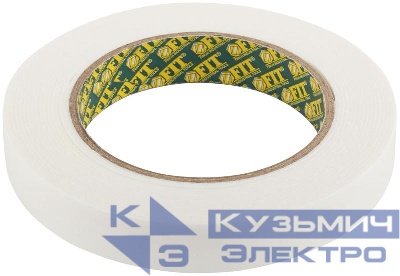 Лента клеящая 2-х сторонняя монтажная на вспененной основе 19ммх5м бел. FIT 11785