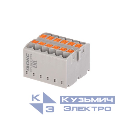 Блок распределительный зажим push-in 12 точек подключения 2.5кв.мм сер. DKC DTP1-012-04SPUG