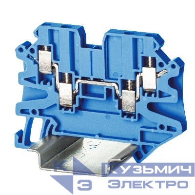Клемма проходная винтовой зажим 4 точки подключения 2.5кв.мм син. DKC TUR-2.5-QUATTRO-BU