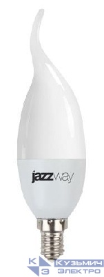 Лампа светодиодная PLED-SP 7Вт CA37 свеча на ветру 3000К тепл. бел. E14 530лм 175-265В JazzWay 1027894-2