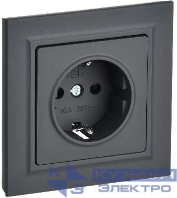 Розетка СП BRITE РСР14-1-0-БрГ 16А в сборе с заземл. защ. шторки графит IEK BR-R14-16-K53-F