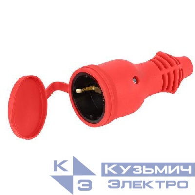 Розетка RX11-R-IP44 прямая с заземл. каучук красн. ЭРА Б0069326
