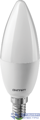 Лампа светодиодная 61 957 OLL-C37-10-230-4K-E14-FR 10Вт свеча 4000К нейтр. бел. E14 1000лм 176-264В ОНЛАЙТ 61957