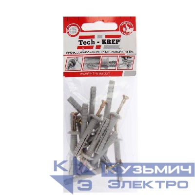 Дюбель-гвоздь 6х40 с грибовидной манжетой полипропилен (уп.16шт) пакет Tech-Krep 102945