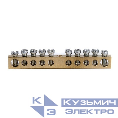 Шина на 10 отверст. 2х6мм 8х4мм латунная DKC F10AB011