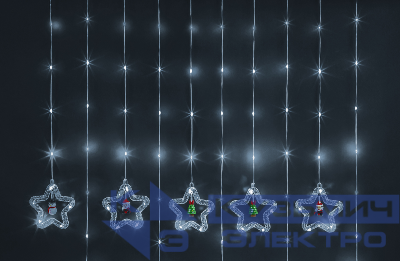 Гирлянда светодиодная "Бахрома" "Звезды и фигурки" 95 013 NGF-D035-02 3х0.6м CW IP20 NAVIGATOR 95013