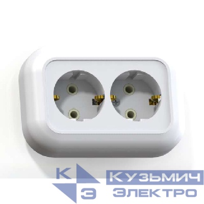 Розетка 2-м СП Валентина РС16-830 16А IP20 с заземл. бел. Кунцево 5447