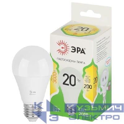 Лампа светодиодная GREEN LINE A60-20W-830-E27 GL 20Вт груша 3000К свет тепл. E27 Эра Б0067106