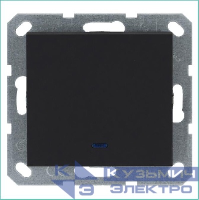 Выключатель 1-кл. 10А IP20 с подсветкой механизм черн. матовый soft touch Jasmart G3011NPB