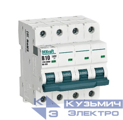 Выключатель автоматический модульный 4п B 10А 10кА ВА-105 DEKraft 13140DEK