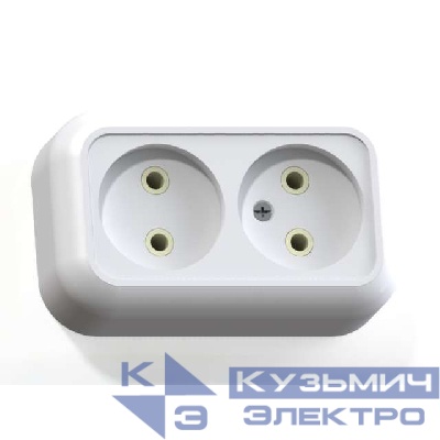 Розетка 2-м ОП Валентина РА10-382 10А IP20 бел. Кунцево 5416