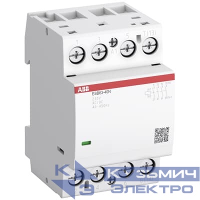Контактор ESB63-40N-01 модульный (63А АС-1, 4НО), катушка 24В AC/DC ABB 1SAE351111R0140