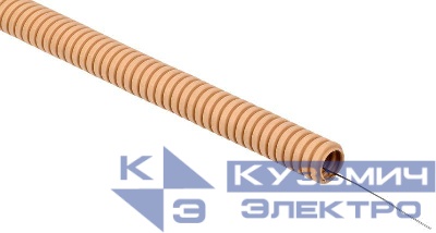 Труба гофрированная ПВХ d16мм с протяжкой сосна (УП.25м) ELASTA IEK ET-TG21-121-016-025-K34