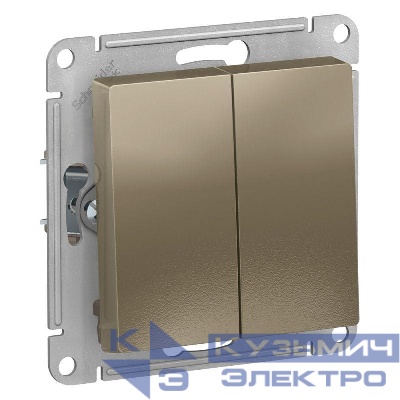 Выключатель 2-кл. СП AtlasDesign 10А IP20 (сх. 5) 10AX механизм шампань SE ATN000551