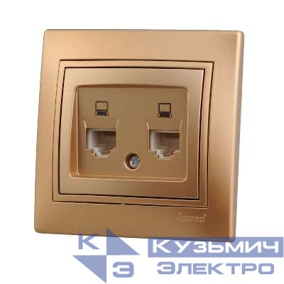 Розетка компьютерная 2-м СП Mira RJ45 зол. метал. LEZARD 701-1313-141
