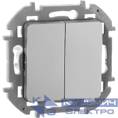 Выключатель 2-кл. Inspiria 10А IP20 250В 10AX механизм алюм. IEK 673622