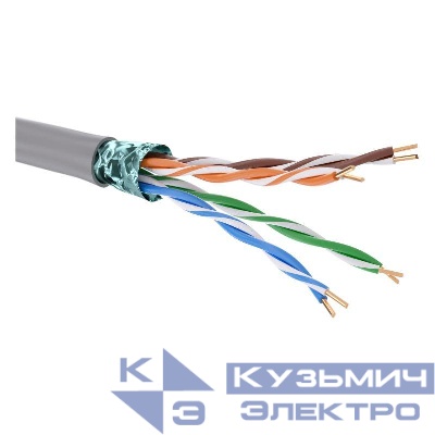 Кабель витая пара экранир. F/UTP кат.5E 4 пары нг(А)-HF цвет внешн. оболочки сер. (катушка 305м) DKC RN5EFUK01GY