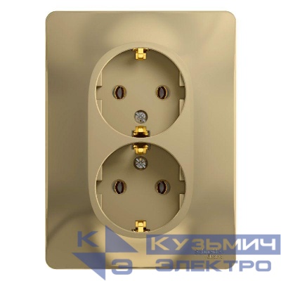 Розетка 2-м СП Glossa 16А IP20 с заземл. в сборе титан SE GSL000424