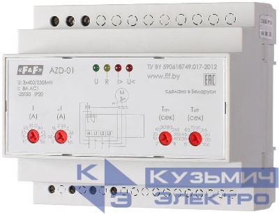 Автомат защиты электродвигателей AZD исп.1 10-59.5 А микропроцессорн. защита трехфазн. двигателей до 30кВт с транс. тока более 30кВт 3х400/230+N 8А 1P IP20 F&F EA05.004.002
