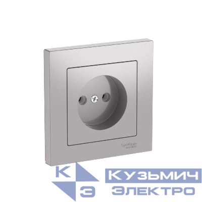Розетка AtlasDesign 16А без заземл. быстрозажим. клем. в сборе алюм. SE ATN000340S