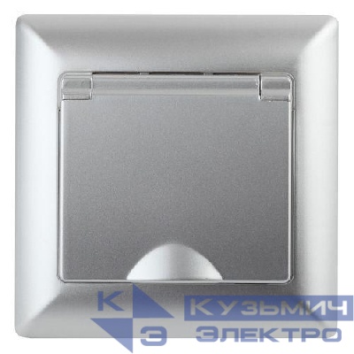 Розетка 1-м СП Solo 4-203-03 16А 250В IP20 2P+E Schuko с заземл. защ. крышка алюм. Intro Б0053659