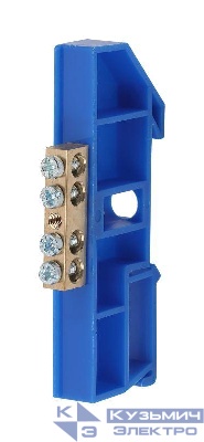 Шина N "ноль" на DIN-изол. ШНИ-6х9-4-Д NO-222-43 син. ЭРА Б0033424