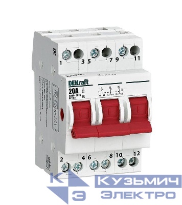 Выключатель-разъединитель трехпозиционный 3P 20А ВР-103 DEKraft 17213DEK