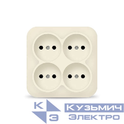 Розетка 4-м ОП 10А IP20 квадрат. без заземл. сл. кость IONICH 1453