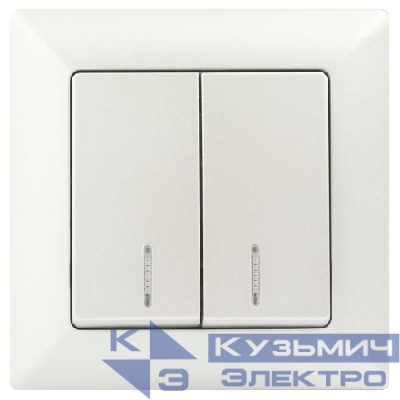 Выключатель 2-кл. СП Solo 4-105-06 10А 250В IP20 с подсветкой перламутр Intro Б0053598