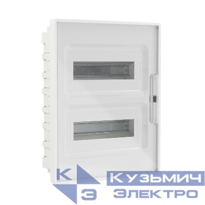 Щиток встраиваемый FRAME 24мод. с прозр. дверцей с 4 шинами PEN (2шт на 8 отверст. и 2шт на 6 отверст.) бел. DKC F24B1WT