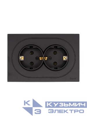 Розетка 2-м СП OSEN с заземл. ПБТ механизм черн. бархат LEZARD 743-4200-127B