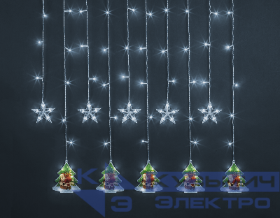 Гирлянда светодиодная "Бахрома" "Звезды и елки" 95 028 NGF-D037-05 3х0.6м CW IP20 Navigator 95028