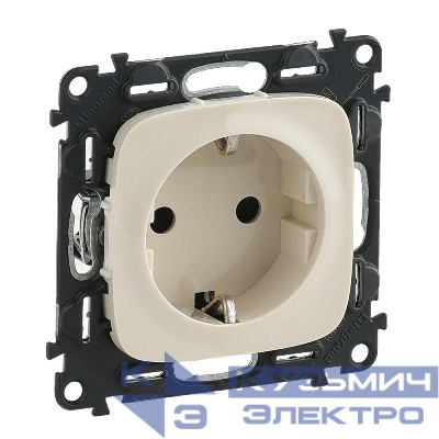 Механизм розетки Valena Allure 16А 250В 2К+З с лицевой панелью безвинт. зажимы сл. кость Leg 753821