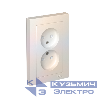 Розетка 2-м СП AtlasDesign 16А IP20 без заземл. защ. шторки в сборе жемчуж. SE ATN000422